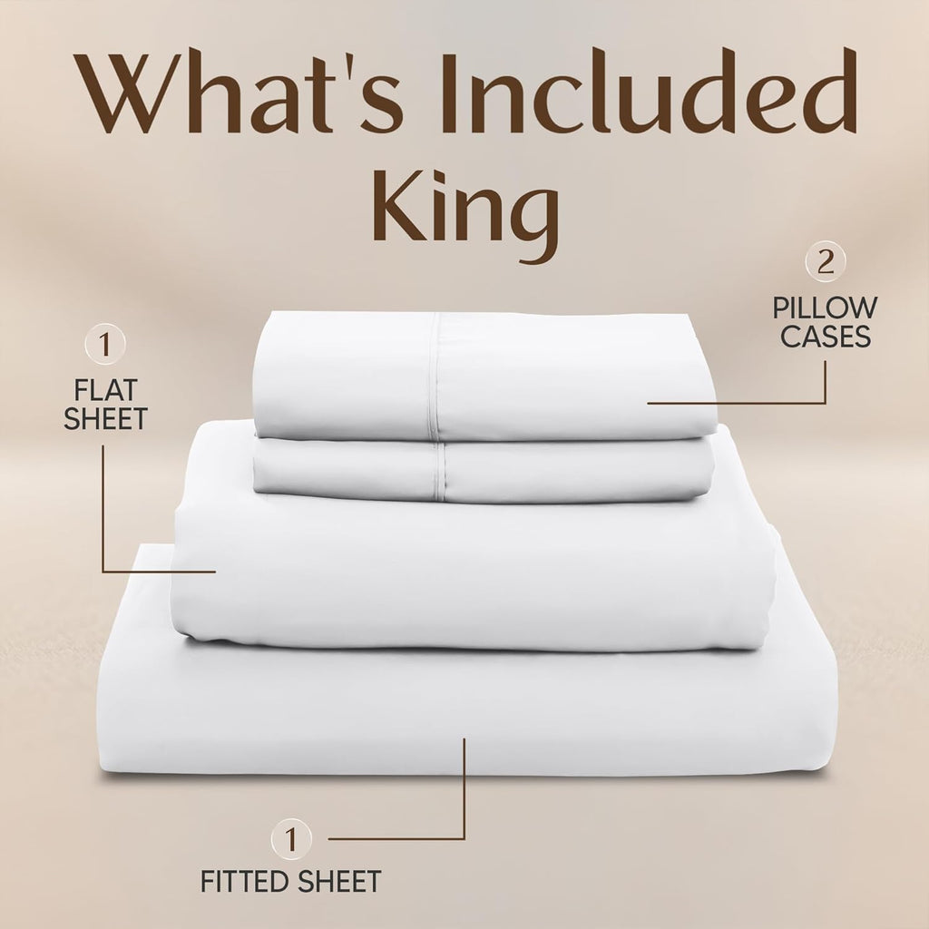 Utopia Bedding King Size Sheet Set - Soft, Breathable Microfiber | 4-Piece White Bed Sheets, Oeko Tex Certified