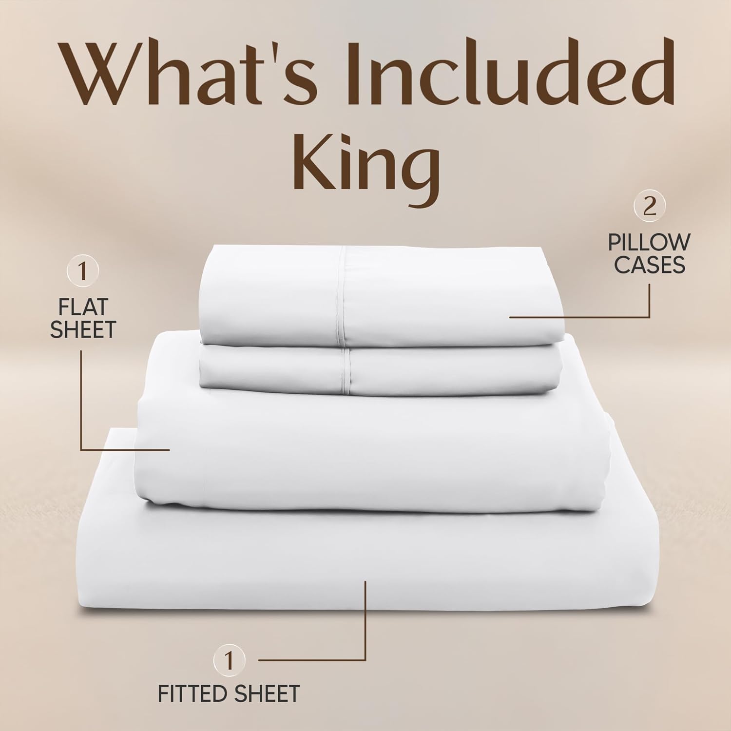 Utopia Bedding King Size Sheet Set - Soft, Breathable Microfiber | 4-Piece White Bed Sheets, Oeko Tex Certified