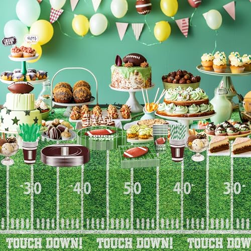 Football Party Tablecloths - 4 Pack, Disposable Table Covers 86 x 55 Inches