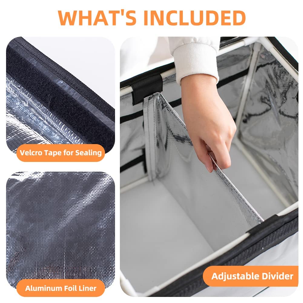TooCust Insulated Bags For Food Delivery XXL 19.7" x 15" x 15", Commercial Insulated Food Delivery Bag w/Divider, Waterproof & Foldable Catering Bag Food Deliveries, Delivery Pizza Bags 14 Inches