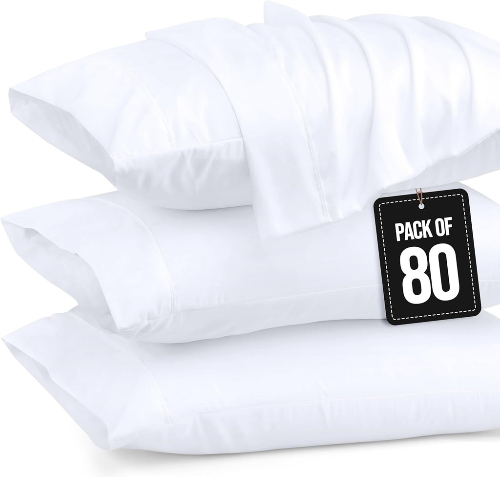 Utopia Bedding Queen Pillow Cases - Soft Brushed Microfiber - 20 X 30 Inches - 80 Pack, White