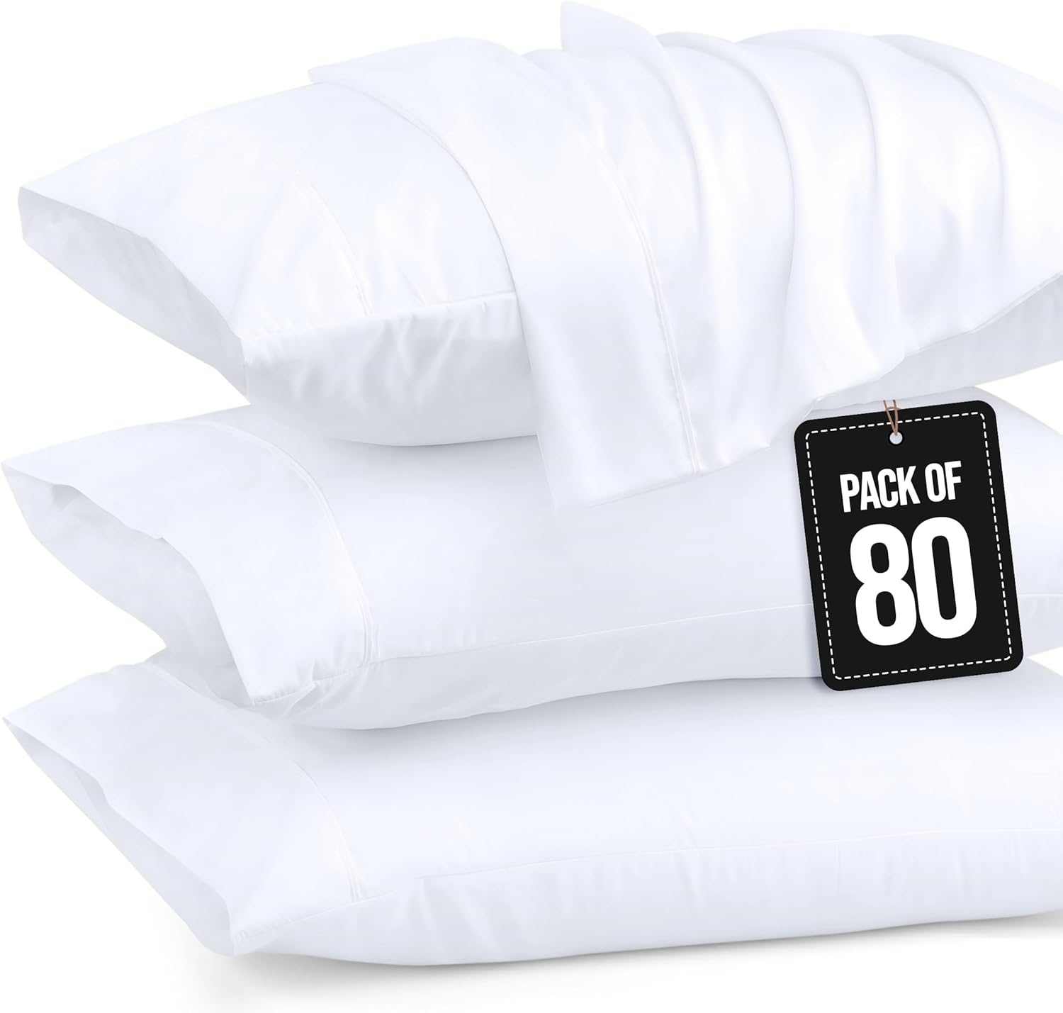 Utopia Bedding Queen Pillow Cases - Soft Brushed Microfiber - 20 X 30 Inches - 80 Pack, White