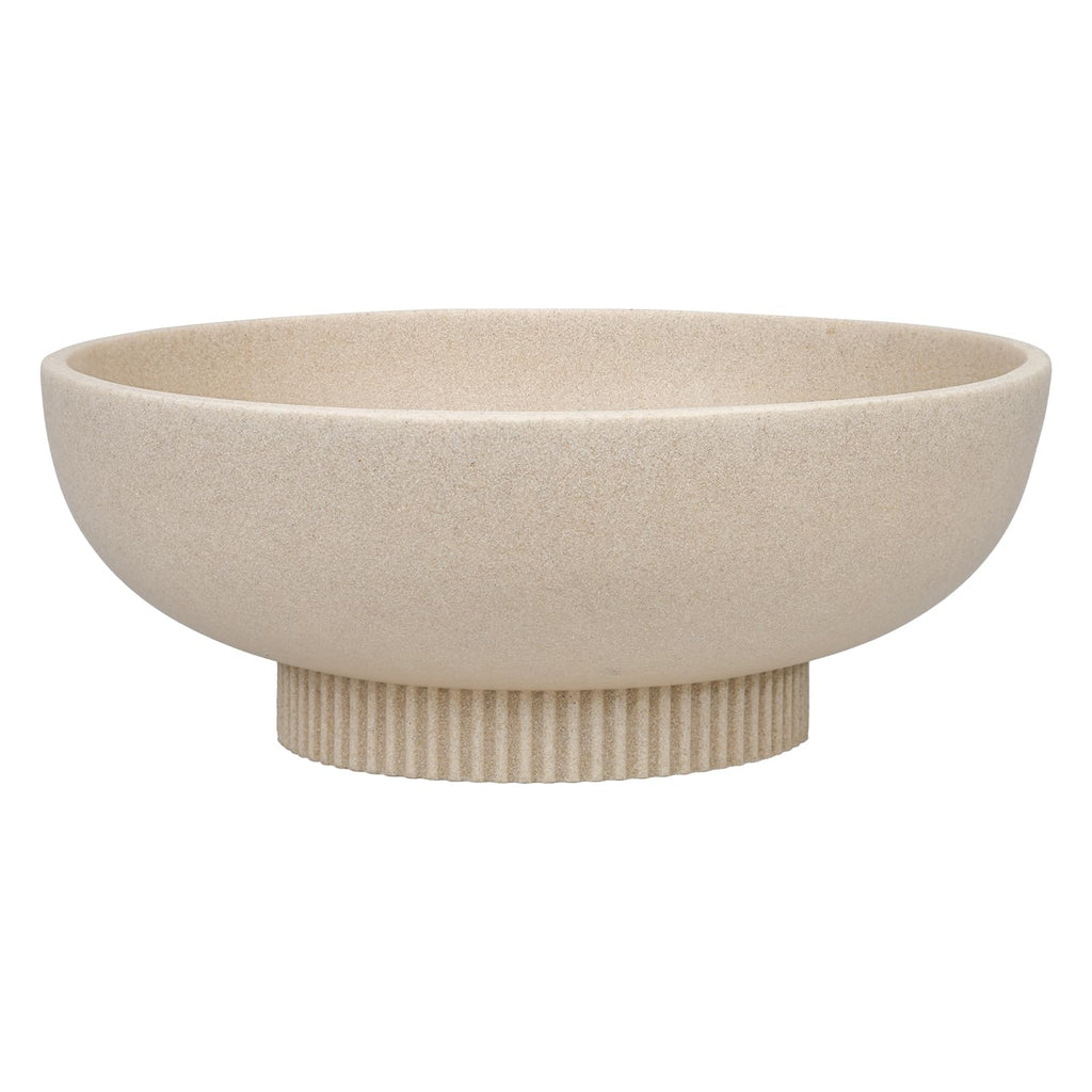 Deobath Large Resin Pedestal Decorative Bowl - Modern Handicraft Bowls for Home Decor - Fruit Bowl for Kitchen Counter - Key Bowl for Entryway Table,Artificial Stone Beige