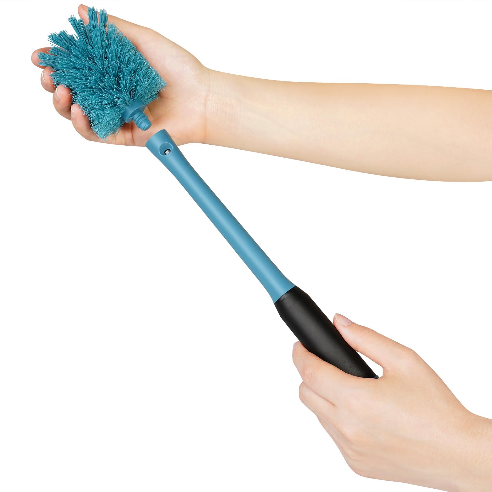 Purtribe 2-in-1 Bottle Cleaning Brush and Hidden Straw Brush, Long Handle Water Bottle Brush Cleaner with Replaceable Head for Sports Bottles, Baby Bottles, Mugs, Straws, Smokey Blue