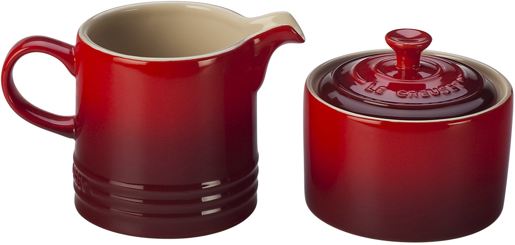 Le Creuset Stoneware Cream and Sugar, 2 pc. Set, Cerise