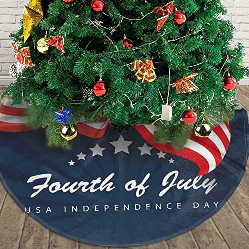 American Flag Christmas Tree Skirt 30 Inch Patriotic Red Stripe Tree Mat