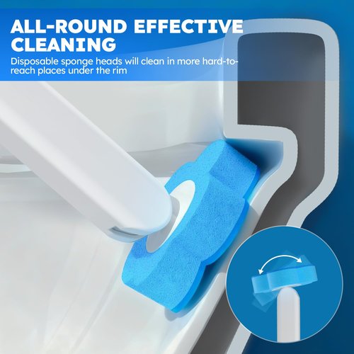 Disposable Toilet Brush Refills 20PCS Only for TUUAQ- Toilet Bowl Cleaner Head for Toilet Brush, Toilet Cleaning Supplies, 20PCS Brush Refills for Bathroom Deep Cleaning (20, Blue)