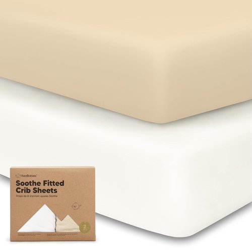KeaBabies Organic Crib Sheets - 2-Pack Fitted Mattress Covers in Khaki | Soft, Breathable Jersey Cotton for Boys & Girls
