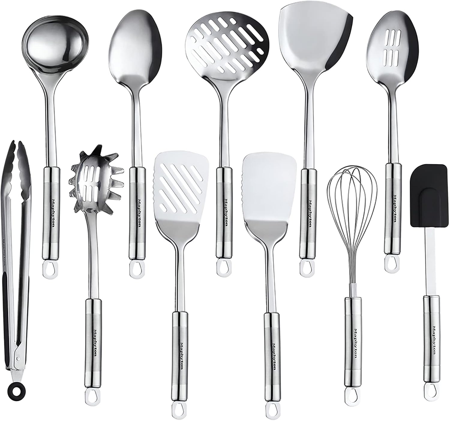 Skiennix 11-Piece Stainless Steel Cooking Utensil Set - Nonstick Kitchen Gadgets & Spatula