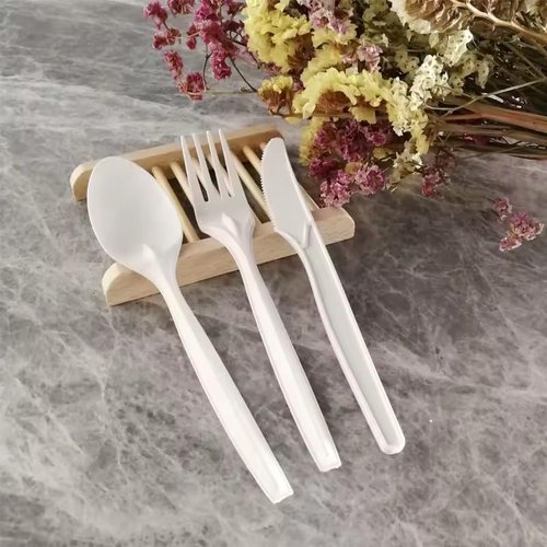 Disposable Spoons, 100% Compostable Soup Spoons, Cornstarch Based Large Disposable Utensils 6.7" Durable and Heat Resistant, Alternative to Plastic Spoons Party Supplies (50 Count)