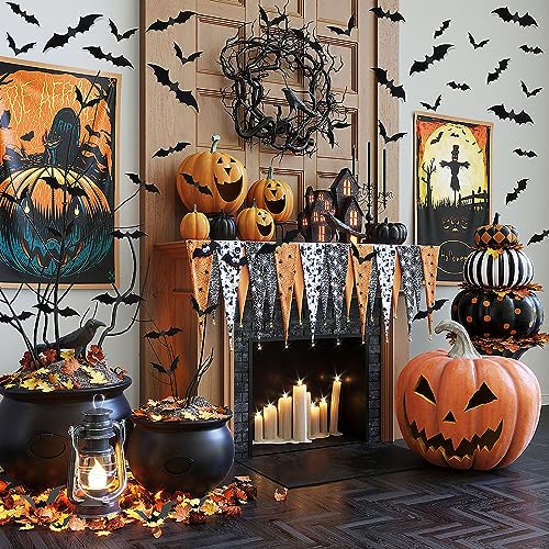 120 Pcs 3D Black Bat Wall Decor - Halloween Stickers Set