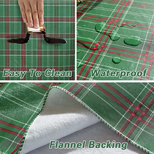 Christmas Buffalo Plaid Vinyl Tablecloth Rectangle Green 60x102 Inches - Holiday Decor