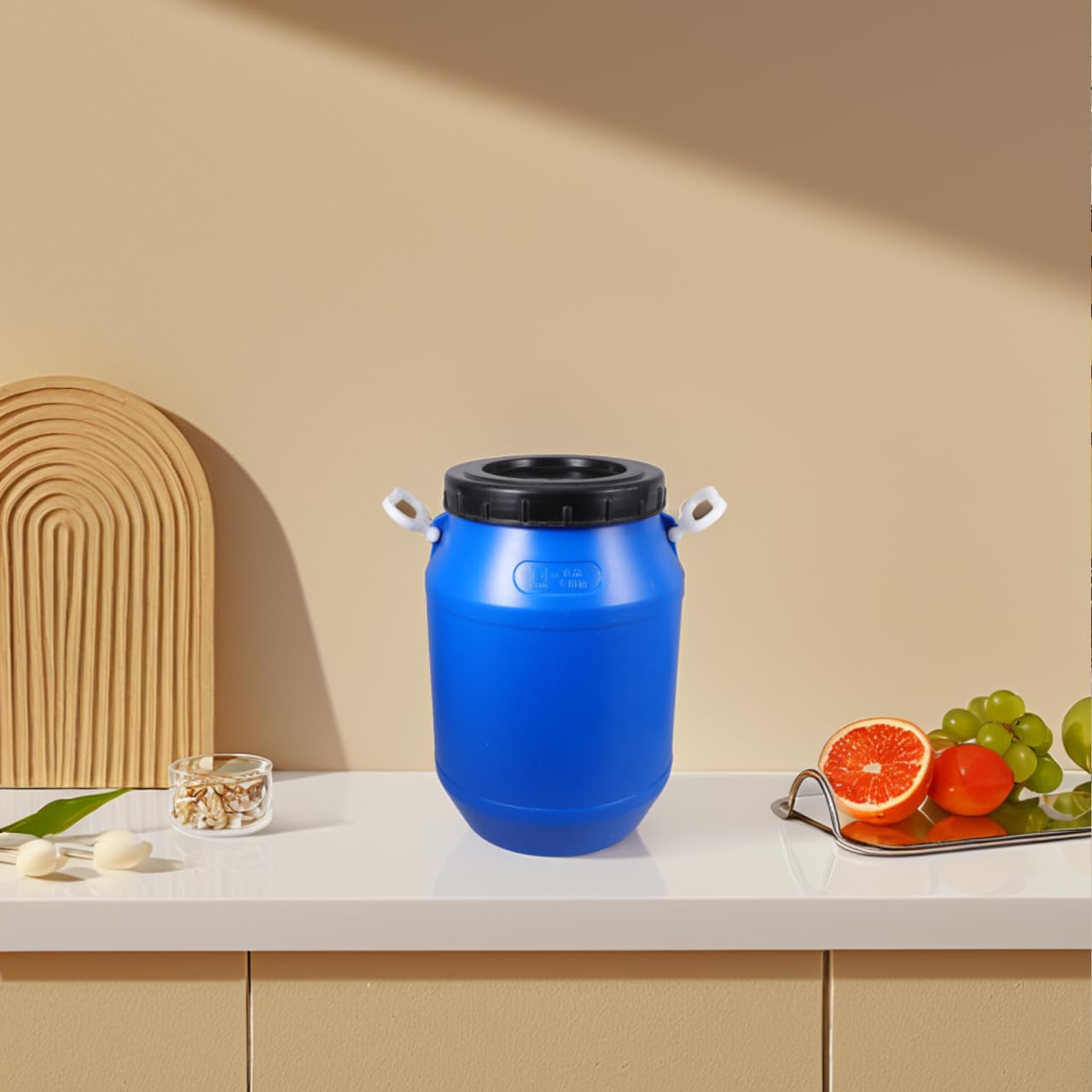 ULTECHNOVO Large Food Storage Bucket with Lid 17.71X11.81X11.81In Airtight Enzyme Barrel for Fermenting Ingredients Thick Safe Plastic Container with Handle for Pantry and Household Use