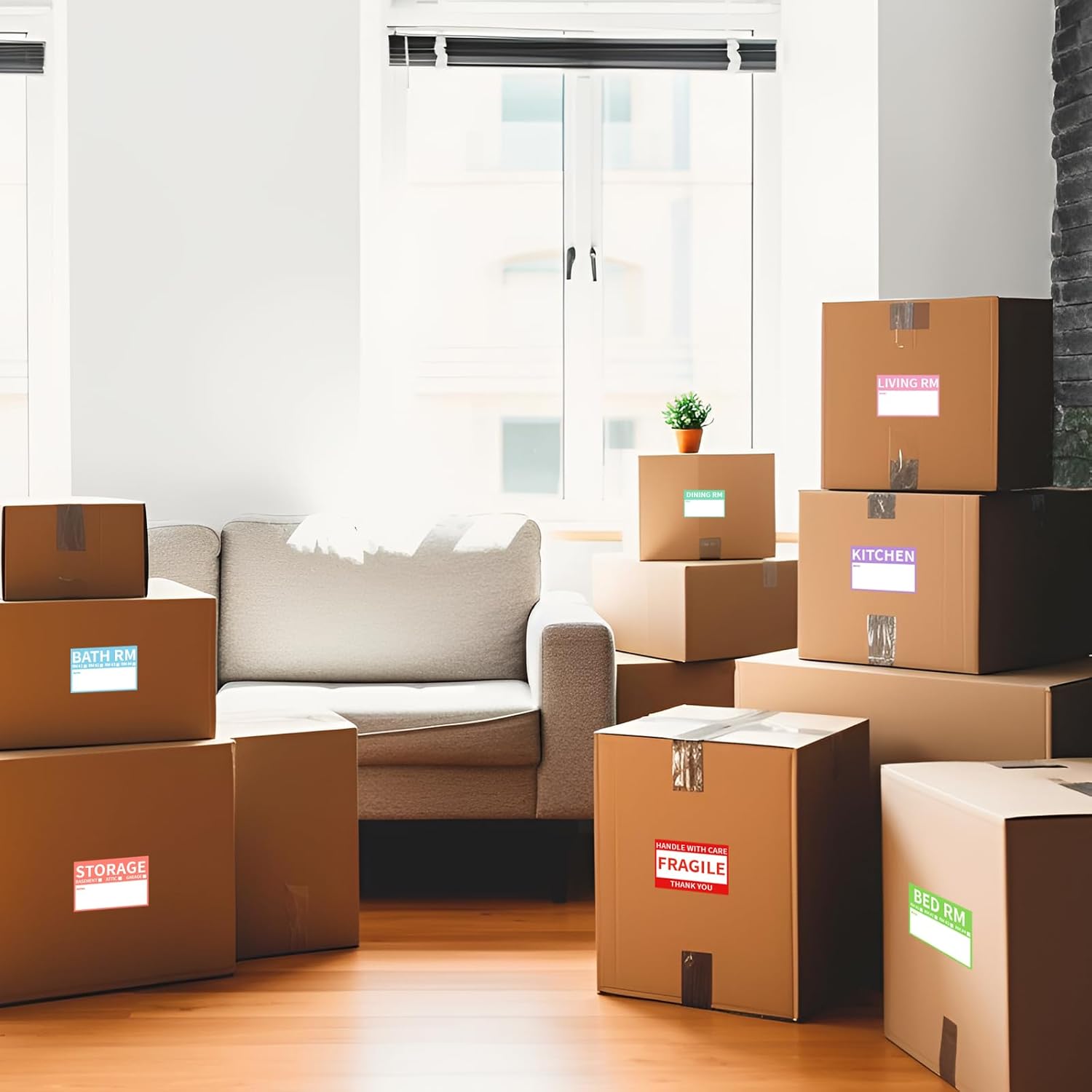 Ououstate 300 Count Removable Moving Box Packing Labels - Waterproof Color-Coded Stickers for Easy Organization