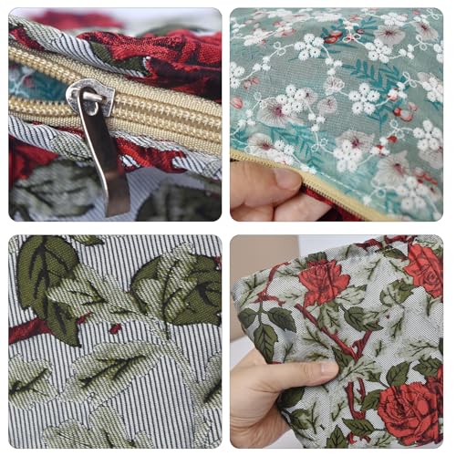 KeYaMee Large Capacity Travel Makeup Bag & Floral Cosmetic Pouch