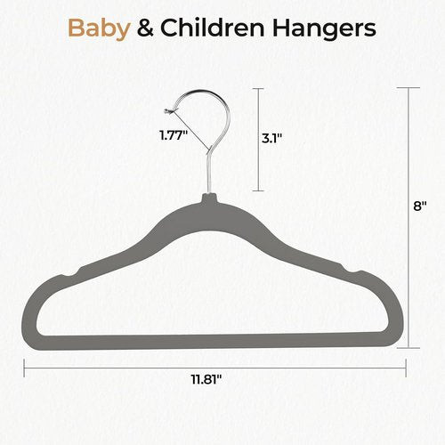 GoodtoU Velvet Baby Hangers - 11" Toddler & Infant Clothing Hangers | 20-Pack in Dark Grey