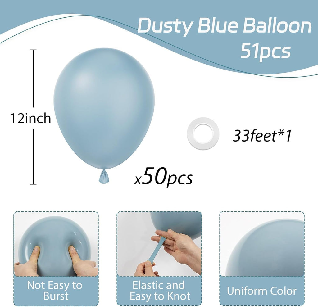 Regine Switzerland Dusty Blue Balloons - 12 Inch Slate Blue | 50pcs for Bridal Shower & Baby Reveal