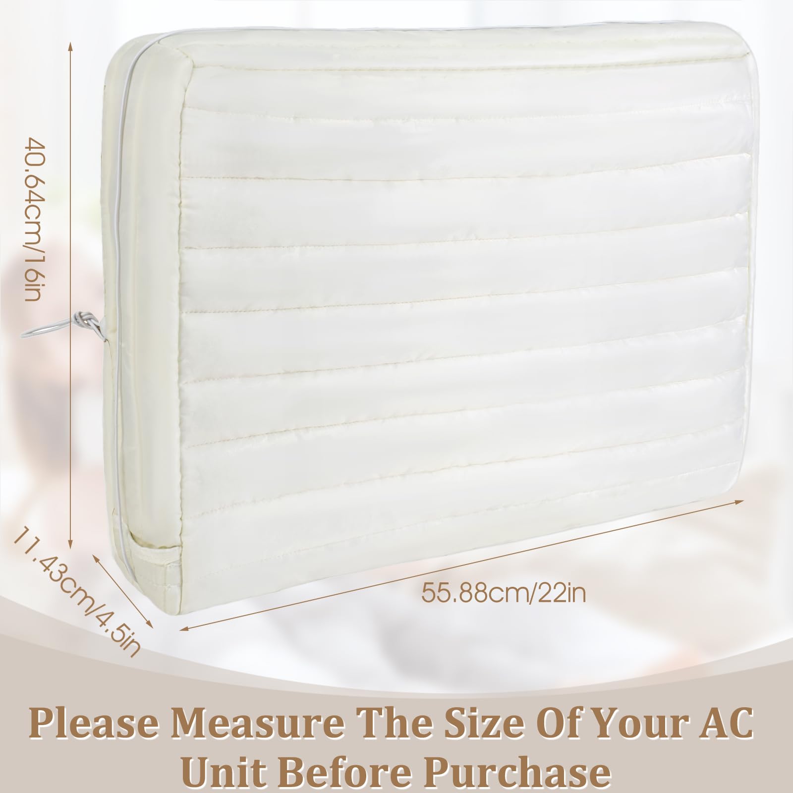 WNATN air Conditioner Cover Indoor,22x16x4.5Inches (L x H x D) air Conditioner Covers for Inside,ac Covers for Inside Double Insulation with Elastic Drawstring(White)