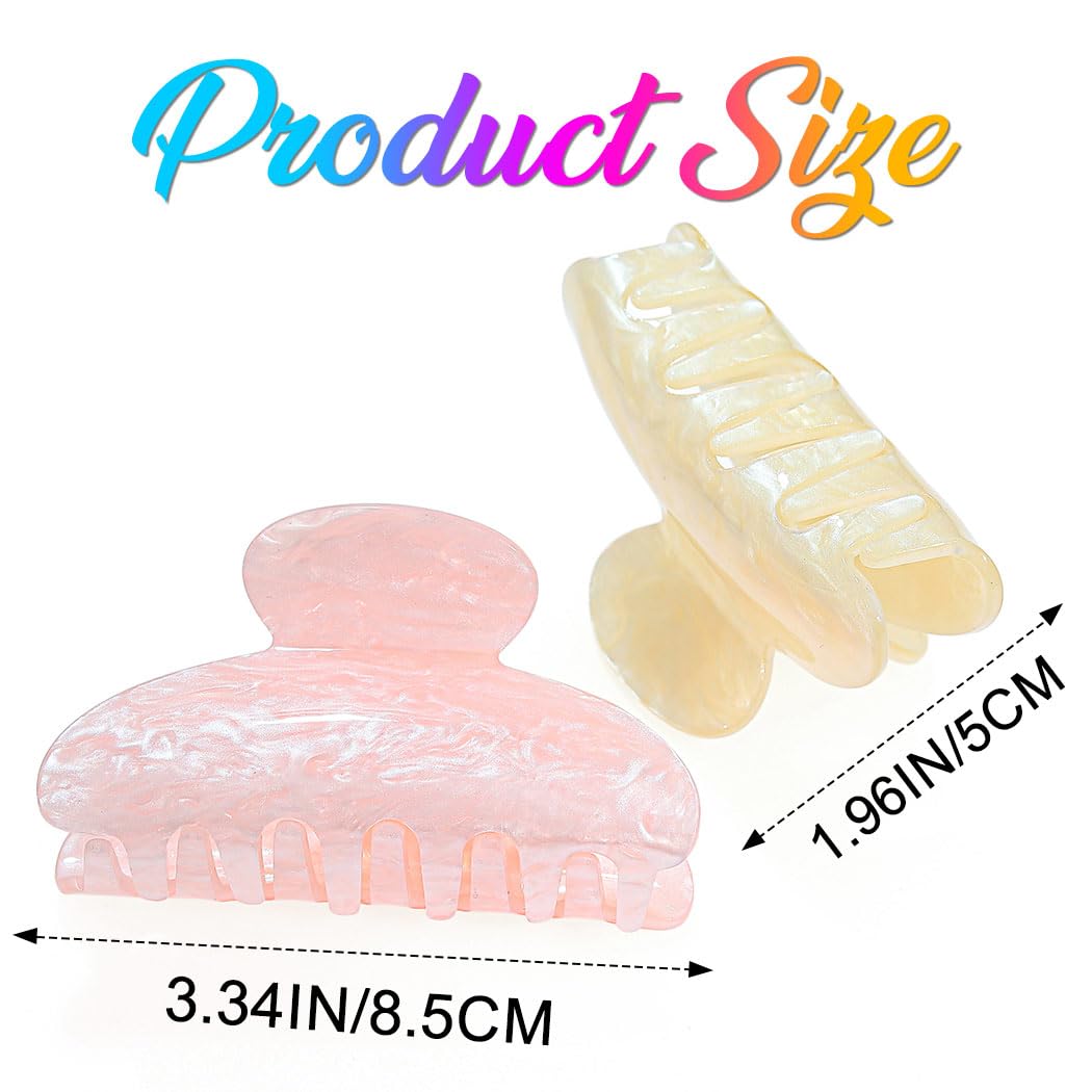 CAKURE Claw Clips - Pink Acrylic Hair Clips for Women & Girls | Pack of 2