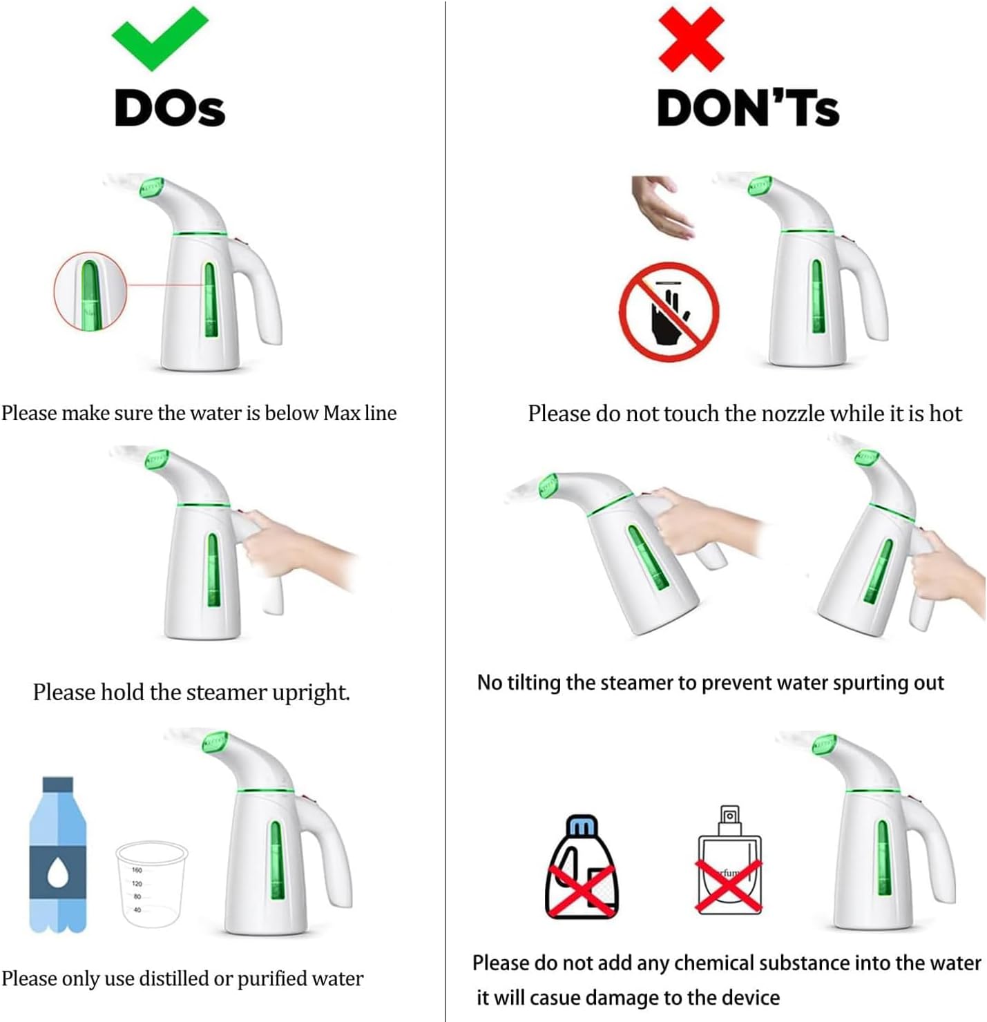OGHom Portable Handheld Garment Steamer - 700W Fast Heat Up, 240ml Capacity, Soft Green