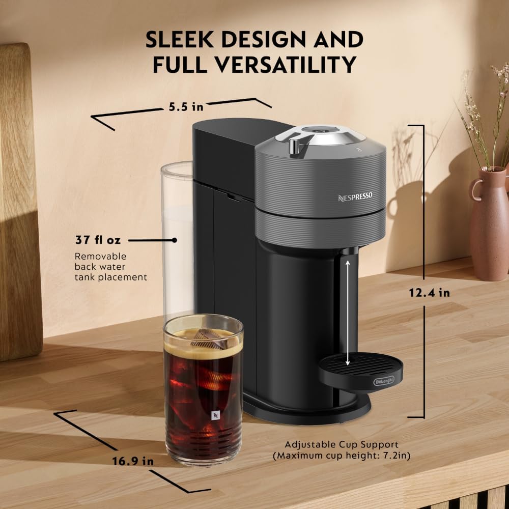 Nespresso Vertuo Next Coffee & Espresso Maker - 1260 Watts - Sleek Dark Gray Design