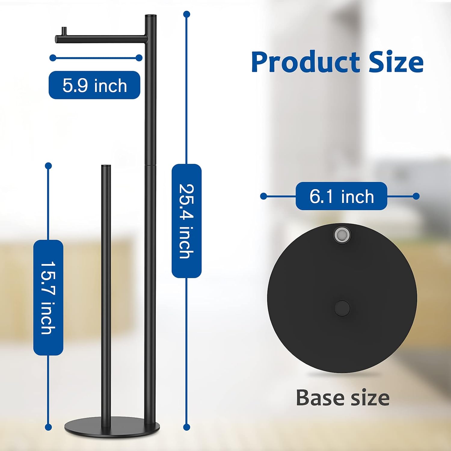 Regine Switzerland Toilet Paper Holder Stand - Stylish Bathroom Storage for 4 Rolls | Black Finish