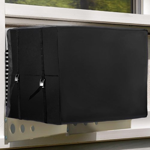 Air Conditioner Covers for Window Units - 3 Layers Insulation Outside AC Cover with Metal Buckle Strap, Outdoor Winter Waterproof AC Canopy Sun Shade - 27.5 × 22.5 × 18.5 Inch