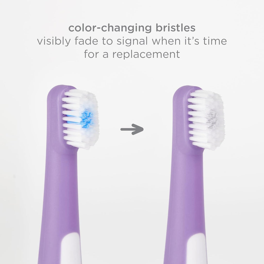 Ubbi Grow With Me Toothbrush Set - Silicone Finger Brush & 360° Soft Bristle Toothbrush | Smoothie Purple