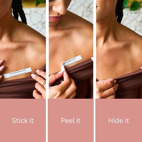 Fearless Tape - Double-Sided Clothing Adhesive | Clear Fabric Tape for All-Day Hold (50 Strips)