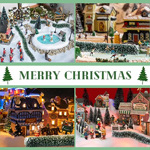 3 Pack Christmas Village Flexible Sisal Hedge Fence Decor Winter Snow Scene