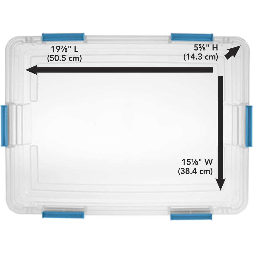 Sterilite 37 Qt Gasket Box, Stackable Storage Bin with Latching Lid and Tight Seal, Plastic Container to Organize Underbed, Clear Base and Lid, 4-Pack