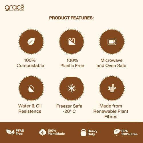 Gracz Disposable Plates - Oval Compostable Paper Plates 6.5-inch - Made from Renewable Sugarcane Fiber - For Home, Catering, Schools, Healthcare Facilities - Pack of 50