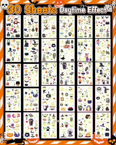 Glow in the Dark Halloween Temporary Tattoos for Kids Party Favors