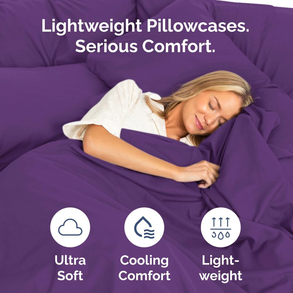 Ultra Soft Pillow Cases Set of 10 | Hotel Quality Comfy Covers - Wrinkle Free & Fade Resistant - Easy Care - Purple