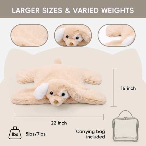 L'AGRATY Weighted Lap Pad for Kids 5 lbs, Sensory Needs Weighted Stuffed Animals Lap Blanket Soft Plush Hugging Sensory for Kids Teen Adults Removable Washable Cover