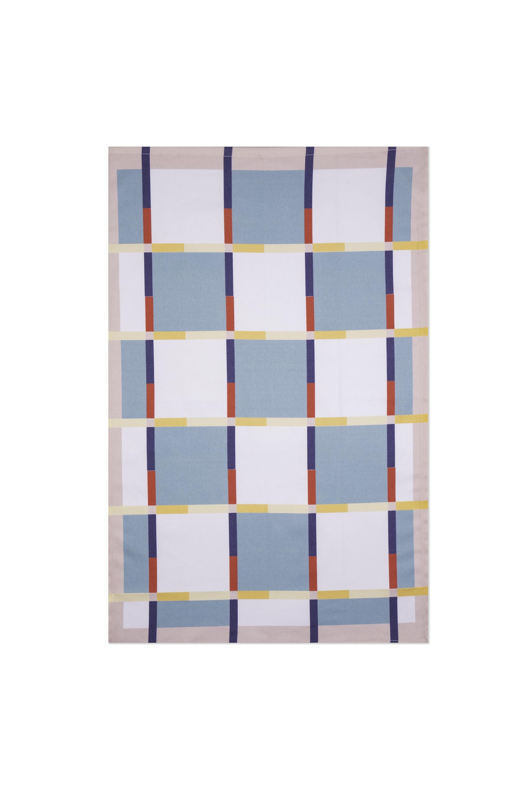 IXORA DECOR 100% Cotton Kitchen Towels Set of 4 | 2 Solid Dyed Waffle Weave Dishcloths & Geometric Digital Print Kitchen & Table Linen Cloth | Super Absorbent Napkins | 50 x 70 Inches