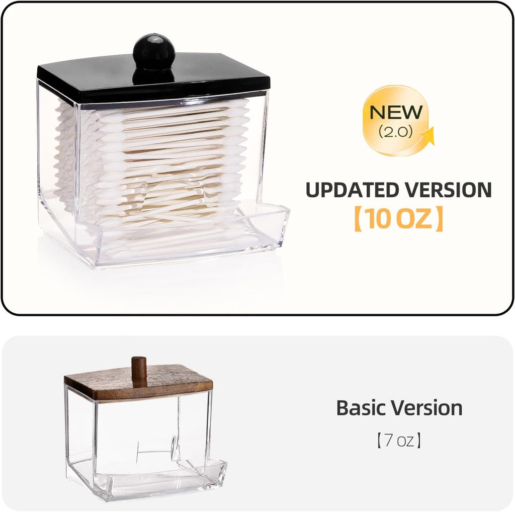 Tbestmax Qtip Holder Dispenser - 3 Pack Bathroom Organizer with Black Lids for Cotton Swabs & Pads