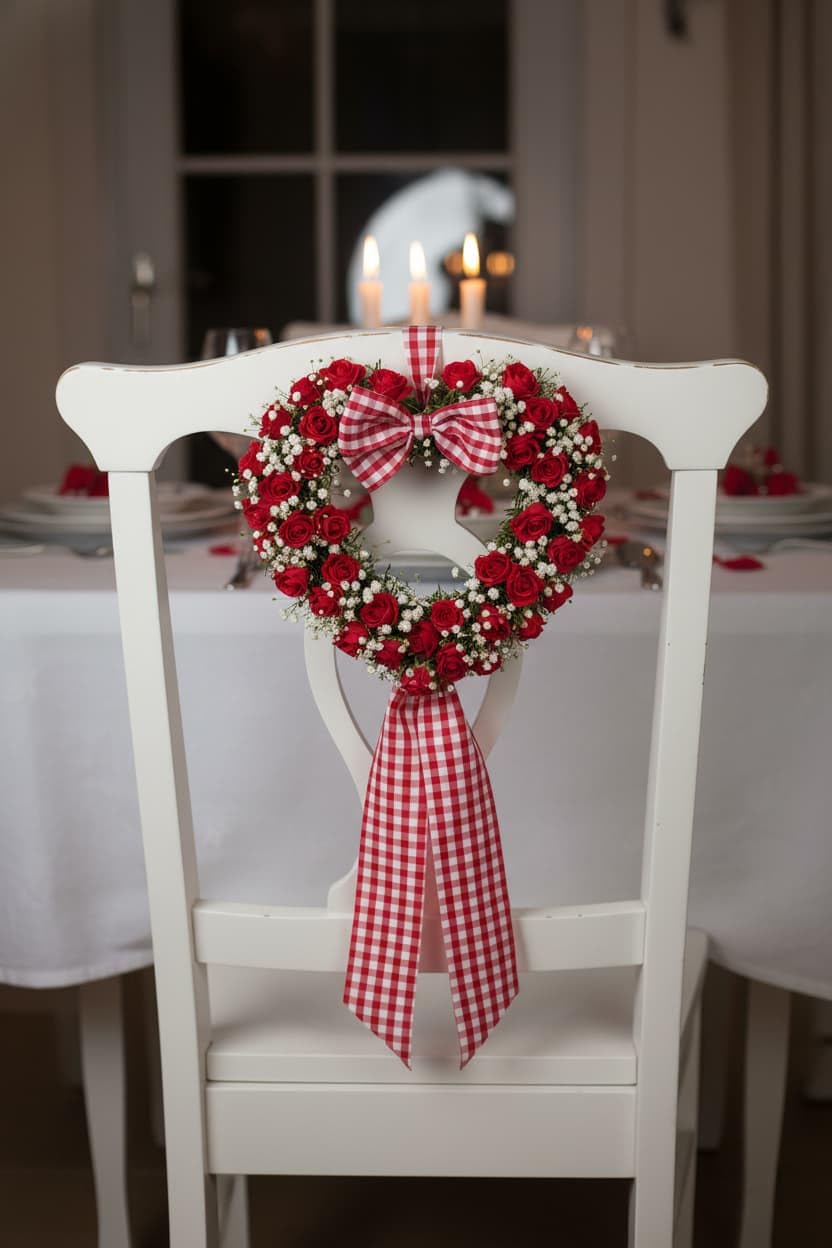 NUVCELKA Red White Plaid Wreath Sash Front Door Decoration, Blank Sash Christmas Valentine Wedding Holiday Party Bow Ribbon Accessories Indoor Outdoor Farmhouse Home Decor