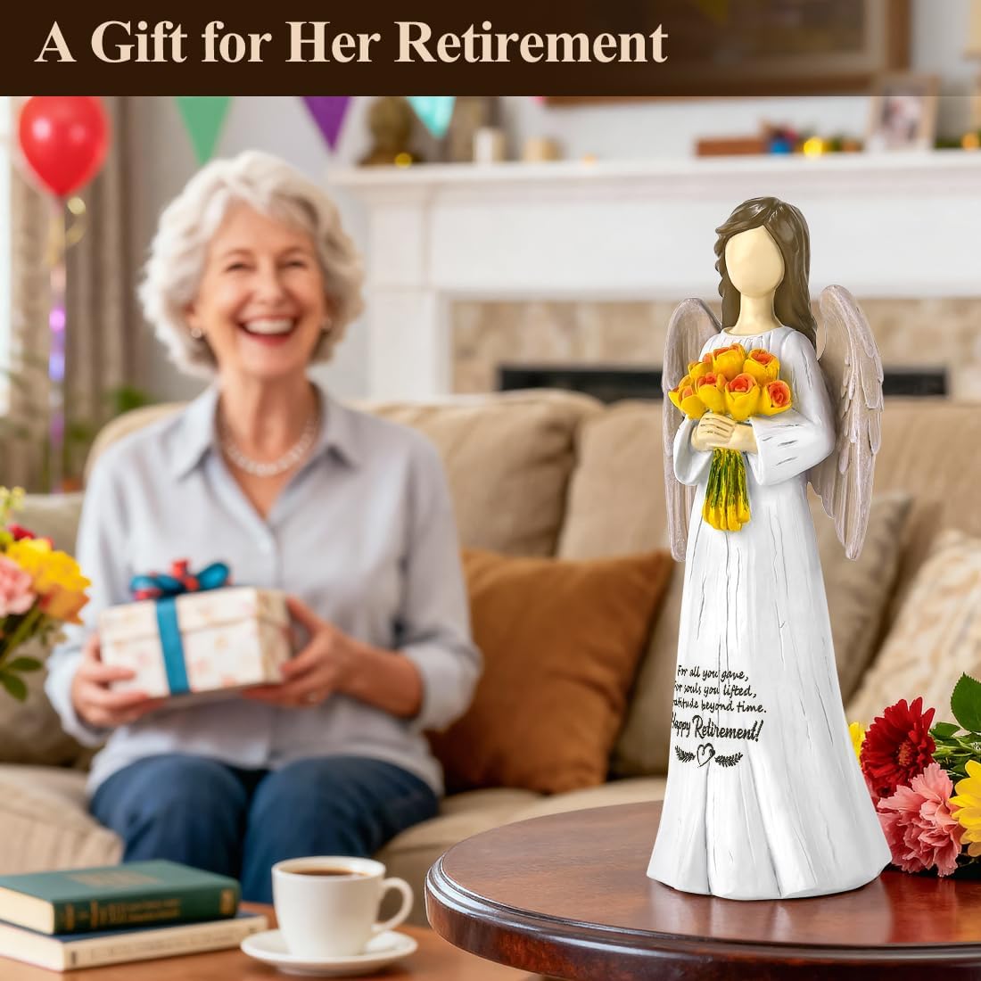 Sentimental Retirement Gifts for Women | Hand-Painted Angel Figurine - Perfect for Teachers, Nurses & Friends - 7”