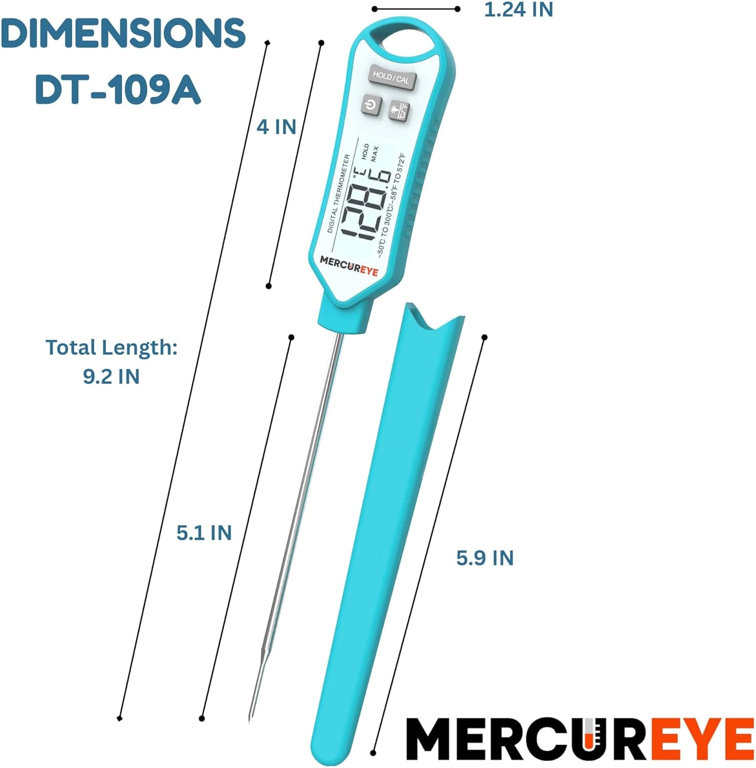 Meat Thermometer Digital - Instant Read Waterproof Kitchen Thermometer with Nonslip Grip | Perfect for Cooking, Candy, and Grilling