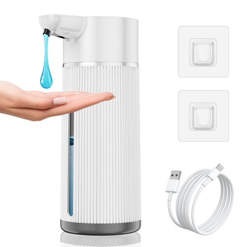 2026 Upgrade Automatic Soap Dispenser Touchless, 14.2oz/420ml Dish Hand Soap Dispenser for Bathroom and Kitchen, 4 Adjustable Volume, USB Rechargeable, Clog-Free, Large Capacity, White