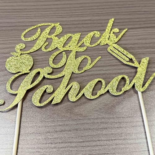 Back to School Cake Topper | Gold Glitter Welcome Decoration