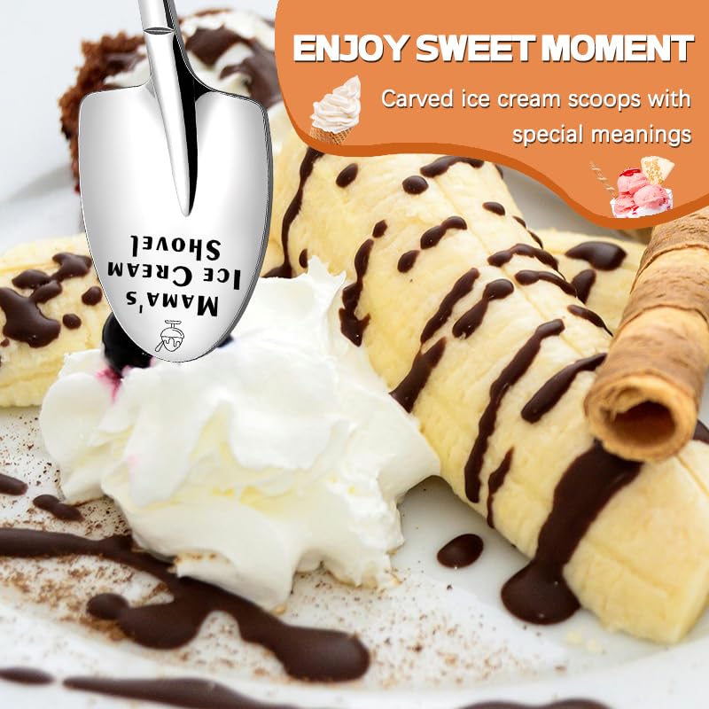 Borhmty Engraved Stainless Steel Ice Cream Spoon Gift for Mom