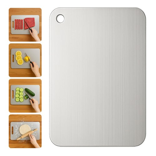 Titanium Cutting Board, 100% Pure Titanium Cutting Boards for Kitchen – Non Stick, Food-Grade, Hygiene & Durability Chopping Mat, Double Sided Chopping Board, Dishwasher Safe (12 x 8 inch)