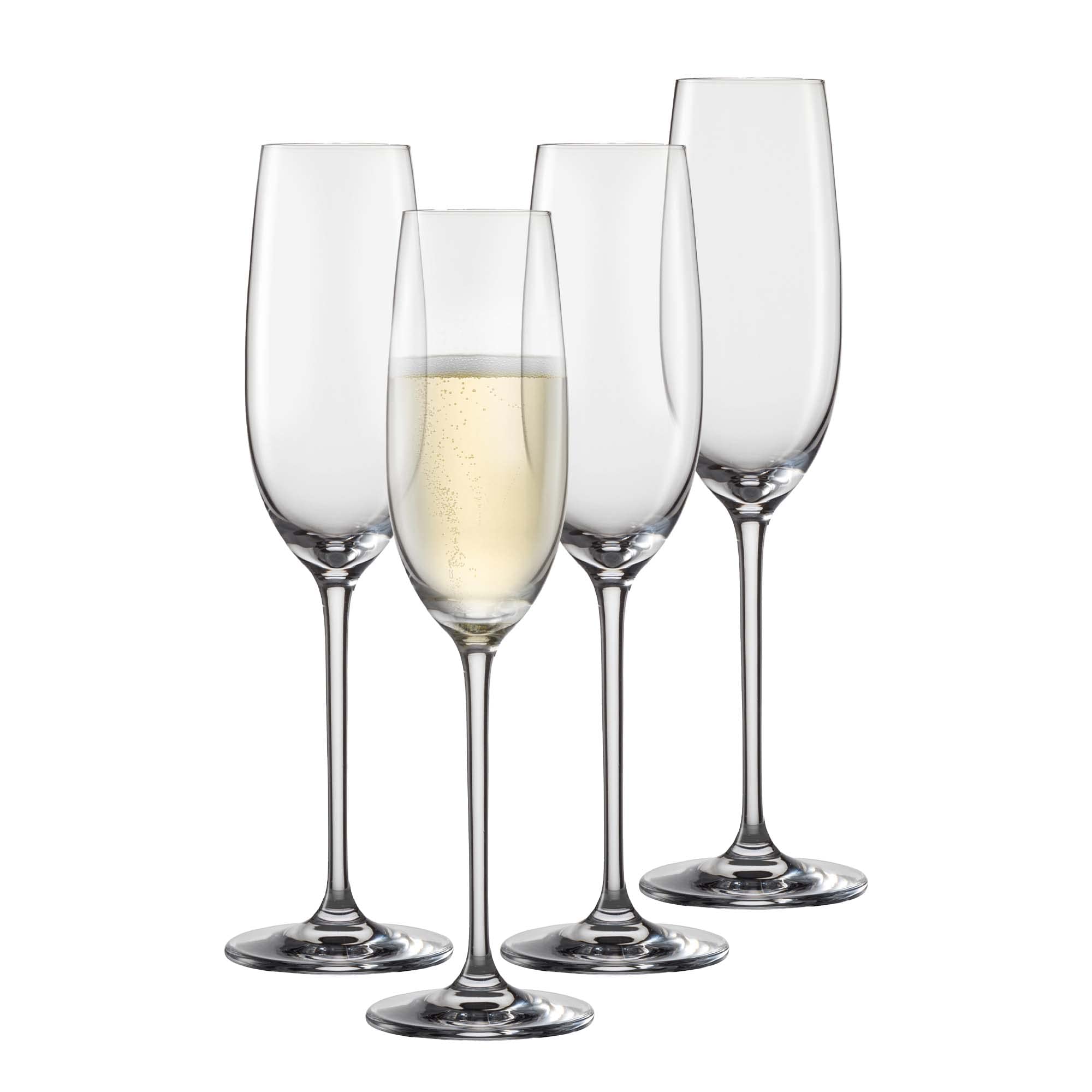 Schott Zwiesel Vinos Champagne Glasses (Set of 4), Graceful Champagne Glasses with Moussing Point, Dishwasher Safe Tritan Crystal Glasses, Made in Germany (Item No. 130010), Crystal
