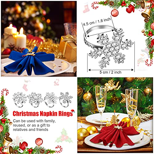 Patelai Christmas Snowflake Napkin Rings Set - Silver, 24 Pieces