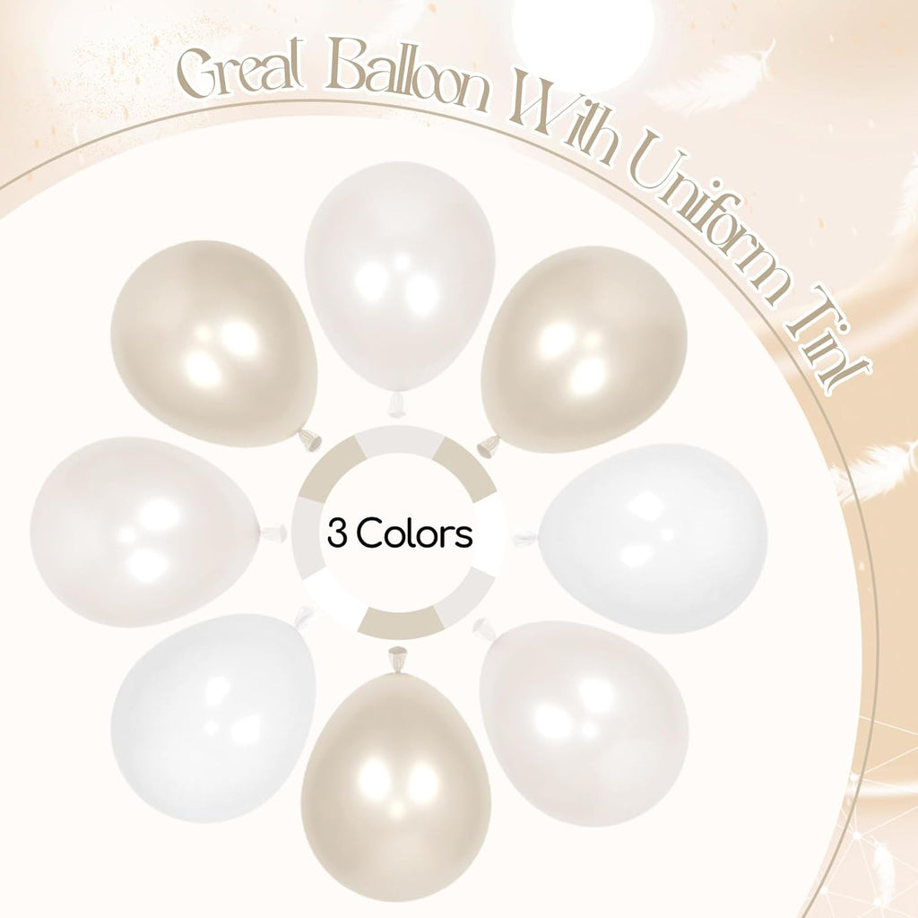 Skiennix 12-Inch Double Stuffed Pearl Balloons - Elegant Pearl White Latex for Weddings & Parties