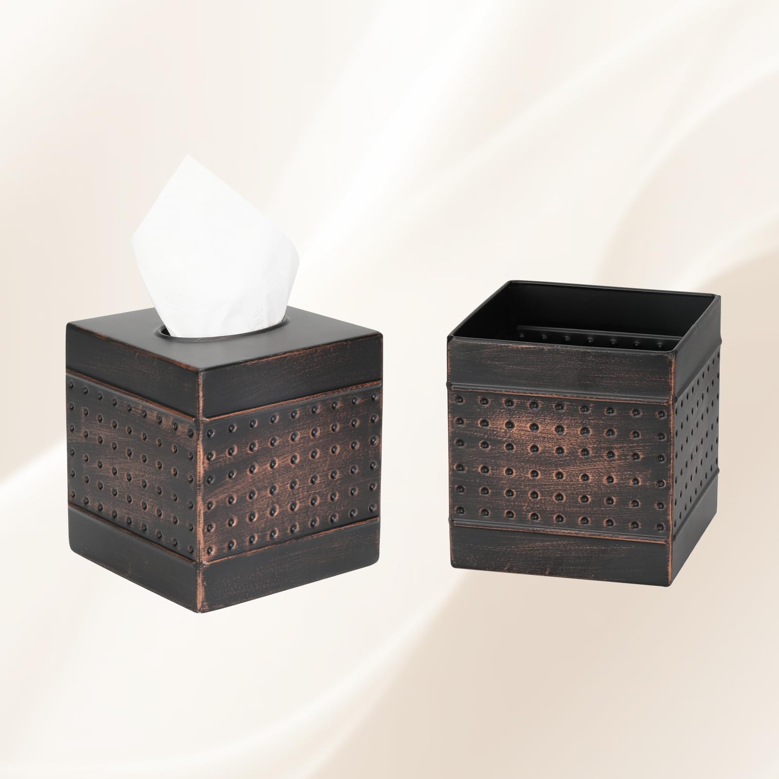 DSNMYO Industrial Style Tissue Box Cover, Tissue Holder, Square Box Covers,for bedrooms, Offices, bathrooms, Living Rooms etc.(Bronze)
