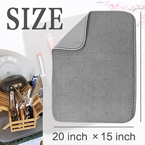 Meirrnyyu Microfiber Dish Drying Mat, 20x15 Inch Absorbent Pad - 2 Pack