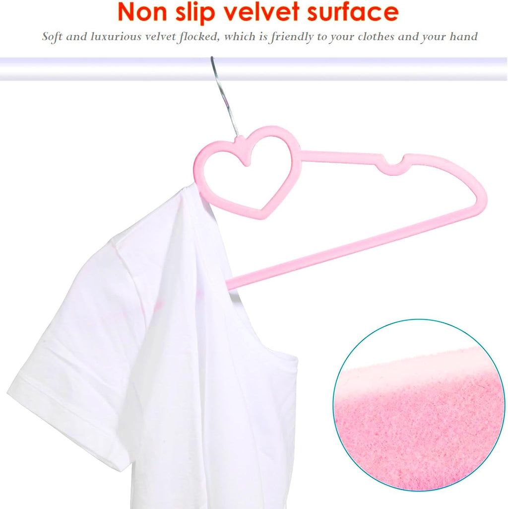 Velvet Hangers 20 Pack - 16" Non-Slip Slim Adult Hangers with 360° Swivel Hook | Durable Pink Design for Coats & Dresses